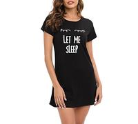 MAGIC ARMOR Chemise de Nuit en Coton à Manches Courtes pour Femme - Taille S à XXL Noir XL