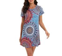 MAGIC ARMOR Chemise de Nuit en Coton à Manches Courtes pour Femme - Taille S à XXL PAT4 XXL