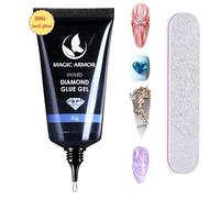 MAGIC ARMOR Nail Art Rhinstone Glue Gel 30g, Adhésif gel adhésif super fort pour la fixation de bijoux en pierre de cristal de pierre à ongles, Colle à Ongles Strass Gel pour débutants et salons