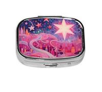 Magic Art Star City Pilulier 2 compartiments avec miroir pour sac à main ou poche Organiseur de vitamines Rose