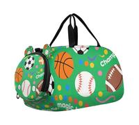 Magic Ball Game Panier de football imprimé vert pour enfants Sac de gym mignon avec compartiment à chaussures Grande capacité Sac de voyage pour garçons et filles