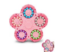 Magic Bean Cube Rotatif à Main - Jouet de soulagement sensoriel - Jouet de tri - Entraînement du Cerveau - Jouet de Doigt Rotatif - Cadeau pour Enfants à partir de 3 Ans (dix côtés - Rose)