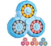 Magic Bean Cube Rotatif - Puzzle créatif en Forme de Cube de Doigt, Jouet éducatif de décompression à Main,Cadeau pour Enfants à partir de 3 Ans pour Noël, Anniversaire, Nouvel an (Bleu)