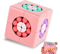 Magic Bean Cube rotatif - Puzzle créatif en forme de haricot magique - Cadeau pour les enfants à partir de 3 ans pour Noël, anniversaire, Nouvel An (rose)