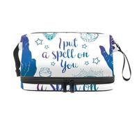 Magic Boho Skull Palmistry Hand Crystal Ball Bottle and Black Cat Trousse à cosmétiques double couche pour femmes et filles, trousse de toilette de voyage, trousse de maquillage pratique avec