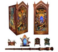 Magic Book Nook Kit de coin avec baguette à distance, puzzle en bois 3D, maison de poupée, serre-livres créatif pour adultes et adolescents - Magic Academy (SQ-38)