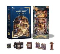 Magic Book Nook SQ-16 Kit de puzzle 3D en bois pour adultes - Serre-livres décoratif - Support de bibliothèque - Jouet pour adolescents - Cadeau - SQ-16 (Magic Night Alley)