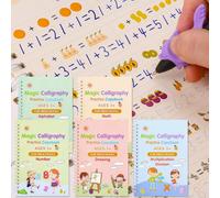 Magic Books Pour Enfants, Lot De 5 Cahiers D'Entraînement Avec 20 Stylos À Encre Magique, Alphabet, Dessin, Mathématiques, Chiffres, Division De Multiplication