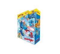 MagicBox Véhicule multi-action Blaster Jet S - chargeur rotatif, 6 projectiles, figurine bleue