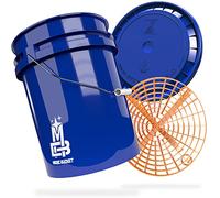 MAGIC BUCKET | Ensemble de lavage pour voiture | Seau de lavage avec couvercle assorti 5 US GALLONNES env. 20 litres | Avec insert Grit Guard pour filtrer les débris | Ensemble de lavage Bleu/Orange