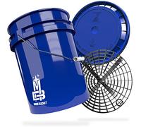 MAGIC BUCKET | Kit de Lavage à la Main pour Voiture | Seau de 5 Gallons US (20 Litres) Avec Couvercle et Filtre Grit Guard | Bleu/Noir