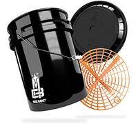 MAGIC BUCKET | Seau de Lavage à la Main pour Voiture Avec Couvercle Assorti 5 Ballons US (20 Litres) | Avec Grit Guard | Kit de Lavage Noir/Orange