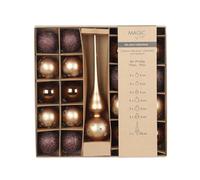 Magic by Inge - Lot de 19 Boules de Noël élégantes avec Pointe de Sapin de Noël et Boules - Décoration de Noël en Verre - Marron