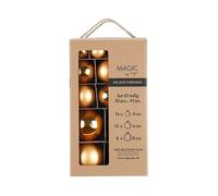 MAGIC by Inge Lot de 42 Boules de Noël en Verre doré Inca avec Les diamètres 4 cm, 6 cm et 8 cm, décoration de Sapin de Noël en Verre, doré