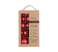 MAGIC by Inge - Lot de 42 Boules de Noël en Verre Rouge Joyeux de 4 cm, 6 cm et 8 cm de diamètre