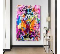 Magic Canvas Art B8100 Impression sur toile Motif Dagobert Duck Pop Art Impression sur toile 1 pièce Décoration murale 120 x 80 cm