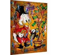 Magic Canvas Art - Images Dagobert Duck Pop Art Impression sur toile 1 pièce Impression d'art moderne de qualité supérieure Motif mural B8302 Dimensions : 80 x 80 cm