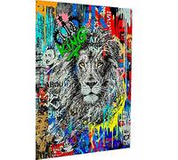 Magic Canvas Art - Images Pop Art Lion Roi Lion Impression sur toile 1 pièce de haute qualité moderne Décoration murale Design mural Image murale Dimensions : 80 x 80 cm