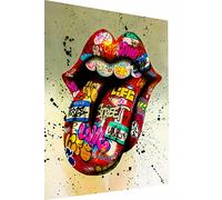 Magic Canvas Art Impression sur toile Motif bouche langue pop art 1 pièce Impression d'art mural - B8149 Dimensions : 160 x 120 cm