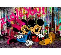 Magic Canvas Art Impression sur toile Pop Art de Mickey Mouse - 1 pièce - Impression d'art de qualité supérieure - Impression murale - B8109 - Dimensions : 100 x 75 cm