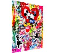Magic Canvas Art Micky Minnie Banksy Pop Art Impression sur toile 1 pièce Impression sur toile de qualité supérieure - B8330 Matériau : verre acrylique 100 x 75 cm