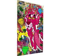 Magic Canvas Art Panthère rose rouge Pop Art Impression sur toile 1 pièce Impression d'art de haute qualité Tableau mural - B8492, dimensions : 100 x 75 cm