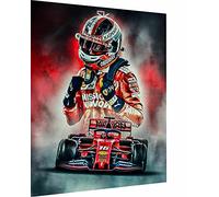 Magic Canvas Art - Photos Ferrari Leclerc F1 Formule1 Impression sur toile 1 pièce moderne de haute qualité Décoration murale Design mural Image murale Dimensions : 120 x 60 cm