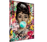Magic Canvas Art - Photos Pop Art Audrey Hepburn Toile 1 pièce Impression d'art de haute qualité Tableaux muraux B8344 Matériau : poster sans cadre, Dimensions : 120 x 80 cm, Blanc
