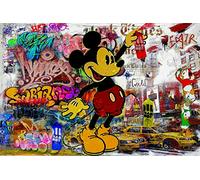 Magic Canvas Art - Pop Art - B8169 - Mickey Mouse, Graffiti - Impression sur toile - Tableau d'art murale - 1 pièce, dimensions : 60 x 30 cm