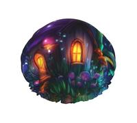 Magic Champignons Bonnet de douche imperméable réutilisable pour femme - Couvre-cheveux élastique pour bain, spa, voyage et utilisation quotidienne
