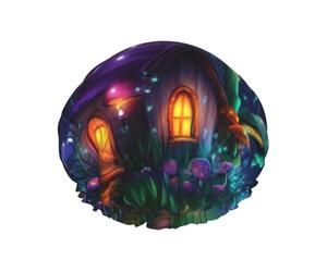 Magic Champignons Bonnet de douche imperméable réutilisable pour femme - Couvre-cheveux élastique pour bain, spa, voyage et utilisation quotidienne