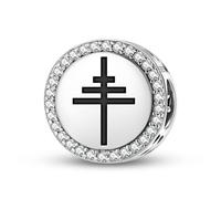 Magic Charms Argent sterling 925 Christianity Papal Croix Bijoux Fit Bracelet Charme Ethnique Culturelle Symboles Cadeaux pour Femmes