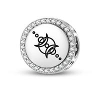 Magic Charms Argent sterling 925 Crop Circles Lunar Solar Eclipse Bijoux Fit Bracelet Charme Ethnique Culturelle Symboles Cadeaux pour Femmes