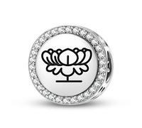 Magic Charms Argent sterling 925 Jainism Blue Lotus Bijoux Fit Bracelet Charme Ethnique Culturelle Symboles Cadeaux pour Femmes