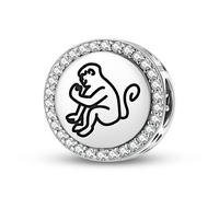 Magic Charms Argent sterling 925 Jainism Monkey Ape Bijoux Fit Bracelet Charme Ethnique Culturelle Symboles Cadeaux pour Femmes