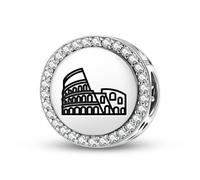 Magic Charms Argent sterling 925 Roman Empire Colisée Bijoux Fit Bracelet Charm Symbole ethnique culturel Cadeaux pour femmes