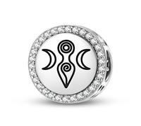 Magic Charms Argent sterling 925 Wicca Moon Goddess Bijoux Fit Bracelet Charm Symbole ethnique culturel Cadeau pour femme