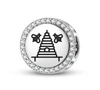Magic Charms Bracelet à breloques en argent sterling 925 Freemasonry The Beehive - Symbole ethnique et culturel - Cadeau pour femme
