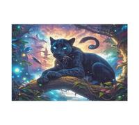Magic Chat Noir en forêt 1000 Pieces Casse-tête Personne Âgée en Carton Haute Qualité Facile Débutant Anti-Stress Passe-Temps Cadeau Anniversaire Pas Cher 1000 PCS