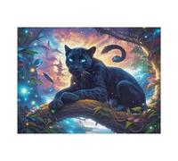 Magic Chat Noir en forêt 500 Pièces Puzzle Créatif en Carton Épais sans Déformation Difficulté Moyenne Activité Manuelle Loisir Créatif Cadeau Anniversaire 500 PCS