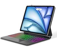 Magic Clavier avec étui pour iPad Air 11" M3 2025/M2 2024 avec multi-trackpad, rétroéclairage 7 couleurs, clavier QWERTZ Bluetooth allemand pour iPad Pro 11 4e/3e/2e/1e génération, noir