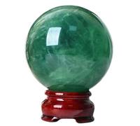 Magic Crystal Ball Green Fluorite Quartz Sphere with Stand Feng Shui Crystals Ornament for Witchcraft Home Decorative,5.5"(14cm) Gemstone Stone