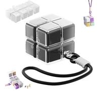Magic Cube Magnetic Pill Organizer with 8 Compartments, Magic Cube Pill Box, Weekly Pills Organizer Magnetic, Creative Moisture-Proof Drawstring Sealed Pill Box (Black)