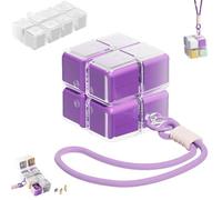 Magic Cube Magnetic Pill Organizer with 8 Compartments, Magic Cube Pill Box, Weekly Pills Organizer Magnetic, Creative Moisture-Proof Drawstring Sealed Pill Box (Purple)
