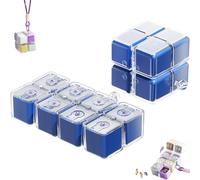 Magic Cube Magnetic Pill Organizer with 8 Compartments, Magnetic Travel Pill Case with Strap, Portable Foldable Magnetic Pill Box, for Vitamins, Supplements, Daily Medication (Blue,No Lanyard)