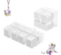 Magic Cube Magnetic Pill Organizer with 8 Compartments, Magnetic Travel Pill Case with Strap, Portable Foldable Magnetic Pill Box, for Vitamins, Supplements, Daily Medication (White,No Lanyard)