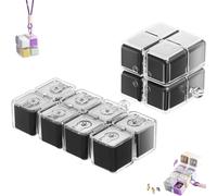 Magic Cube Magnetic Pill Organizer with 8 Compartments, Magnetic Travel Pill Case with Strap, Portable Foldable Magnetic Pill Box, for Vitamins, Supplements, Daily Medication (Black,No Lanyard)