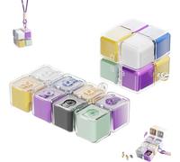 Magic Cube Magnetic Pill Organizer with 8 Compartments, Magnetic Travel Pill Case with Strap, Portable Foldable Magnetic Pill Box, for Vitamins, Supplements, Daily Medication (Colorful,No Lanyard)