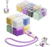 Magic Cube Magnetic Pill Organizer with 8 Compartments, Magnetic Travel Pill Case with Strap, Portable Foldable Magnetic Pill Box, for Vitamins, Supplements, Daily Medication (Colorful,Lanyard)