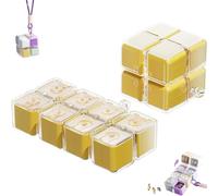 Magic Cube Magnetic Pill Organizer with 8 Compartments, Magnetic Travel Pill Case with Strap, Portable Foldable Magnetic Pill Box, for Vitamins, Supplements, Daily Medication (Yellow,No Lanyard)